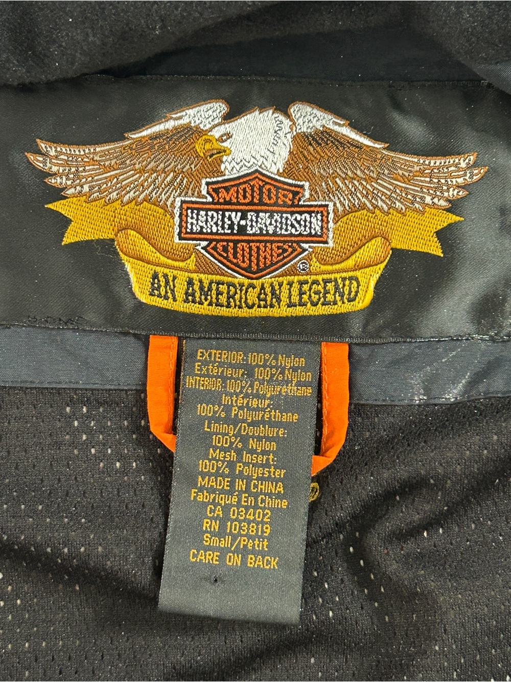 Harley-Davidson Mens S Black Orange Hooded Reflective Windbreaker Jacket - Picture 4 of 10